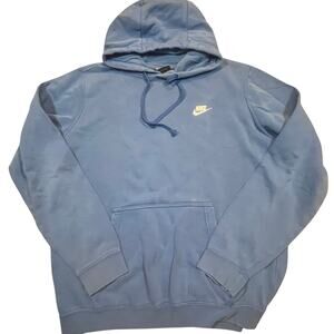 Nike Hoodie Men Large Blue Pullover Sweatshirt Fleece Kangaroo Pocket Logo